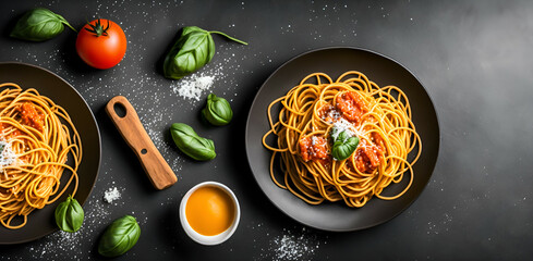 vegetables ans spaghetti on a frying pan,Generative IA
