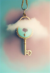Minimalist jewelry key to the secret garden pastel colors