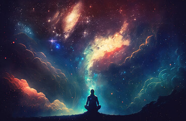 Obraz na płótnie Canvas Generative AI - Meditating Under The Stars