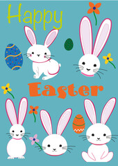 Happy Easter, bunny hand draw. Holiday.