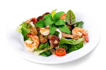 Delicious shrimp tasty dish in plate