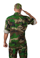 Soldier in Uniform Saluting, Back View
