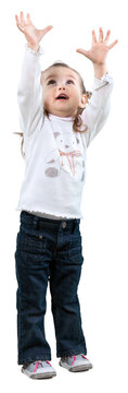 Young girl reaching up