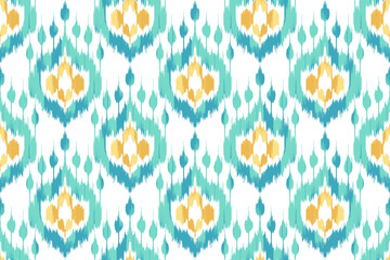 Ikat ethnic seamless pattern decoration design. Aztec fabric carpet boho mandalas textile wallpaper. Tribal native motif ornaments African American folk traditional embroidery vector background 