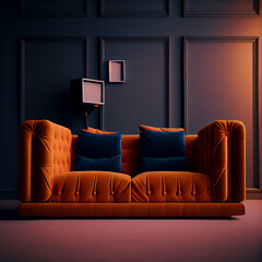 Modern minimalist a velvet couch. Mock-up
