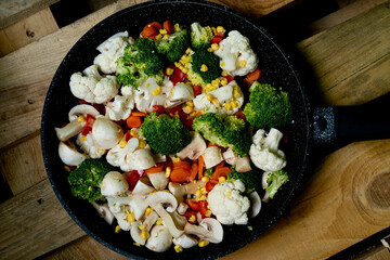 healthy vegetables in the plate are ready for steaming