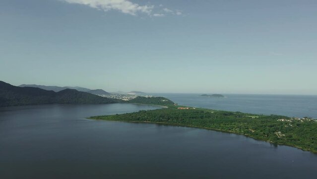 Stunning Aerial View of Peri Lake in Florianopolis