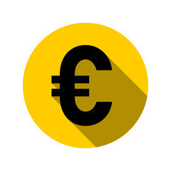 Euro Coin Money Round Circle Symbol Icon with 3D Style Shadow Effect. Vector Image.