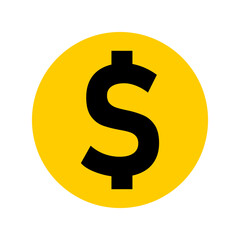 US Dollar Coin Money Round Circle Symbol Icon. Vector Image.