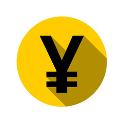 Japanese Yen or Chinese Yuan Coin Money Round Circle Symbol Icon with 3D Style Shadow Effect. Vector Image.