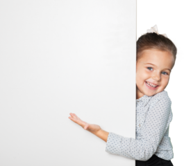 Happy girl with a banner