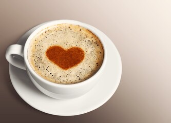 Tasty aroma hot cup of coffee