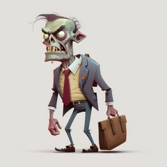 Fototapeta premium Zombie Businessman: The Deadly Side of Corporate Culture, generative ai