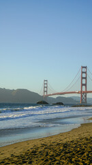Beautiful view of the Golden Gate Bridge from Bakers Beach in San Francisco, CA