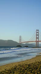 Photo sur Plexiglas Plage de Baker, San Francisco Beautiful view of the Golden Gate Bridge from Bakers Beach in San Francisco, CA