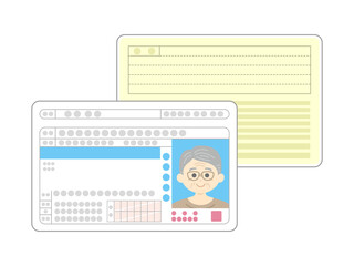 年配男性の、普通自動車免許証の両面のイラスト