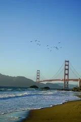 Photo sur Plexiglas Plage de Baker, San Francisco Amazing view of the Golden Gate Bridge from Bakers Beach in San Francisco, CA