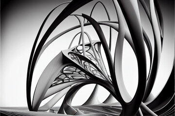 Realistic colorful organic abstract xenomorphic architecture, wire construction