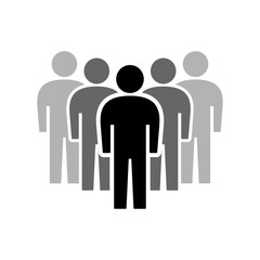 Simple Basic Leader and Group of People Communication or Team Work Icon. Vector Image.