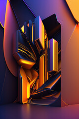 Futuristic Abstract Background, A vivid and dynamic backdrop characterized by sleek lines, geometric shapes, and vibrant colors. 