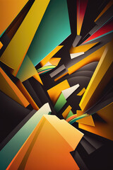 Geometric Abstract Background, A stunning geometric abstract background with a vibrant and dynamic arrangement of shapes and lines that create a sense of movement and depth.