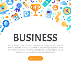 Business landing page. Development, planning, research. Business, finance and marketing website interface vector