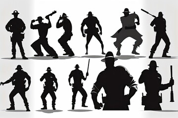 soldier silhouette vector, white background, Made by AI,Artificial intelligence