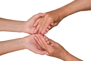 Fototapeta premium Young Woman's Hands Touching and Holding an Old Woman's Hands
