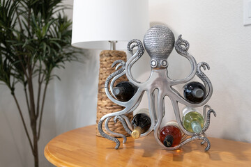 Octopus wine rack decor in vacation rental, Cape Canaveral, Florida