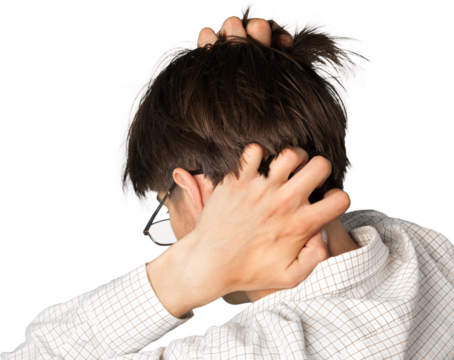 Portrait of a Young Man Scratching his Head, Back View