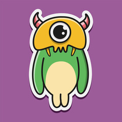 cute monster cartoon doodle design for coloring, backgrounds, stickers, logos, symbol, icons and more