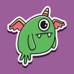 cute monster cartoon doodle design for coloring, backgrounds, stickers, logos, symbol, icons and more