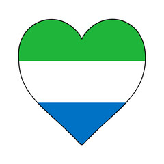 Sierra Leone Heart Shape Flag. Love Sierra Leone. Visit Sierra Leone. Western Africa. African Union. Vector Illustration Graphic Design.