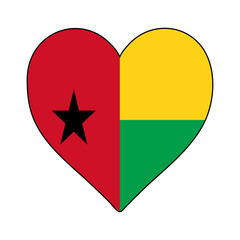 Guinea-Bissau Heart Shape Flag. Love Guinea-Bissau. Visit Guinea-Bissau. Western Africa. African Union. Vector Illustration Graphic Design.