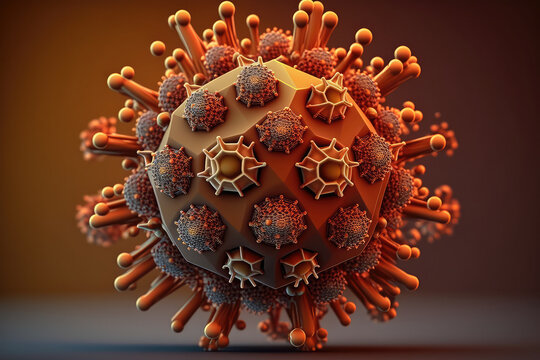 Covid 19 virus cell, red 3d graphic illustration 