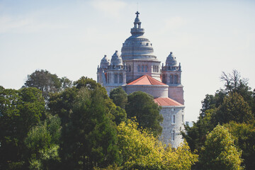 View of Basilica Santa Luzia Sanctuary Church in Viana do Castelo, Alto Minho, Norte Region of Portugal, with in a summer sunny day