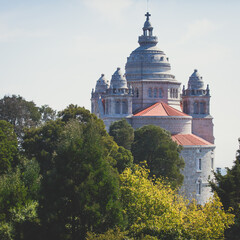 View of Basilica Santa Luzia Sanctuary Church in Viana do Castelo, Alto Minho, Norte Region of Portugal, with in a summer sunny day