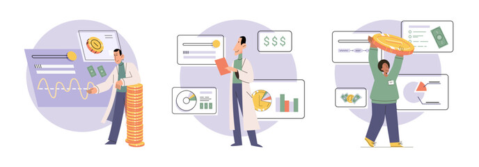 Budget plan concept. Evaluates income and expenses, analyzes investments and savings. Financial literacy and economics, accounting. Planning and distribution of money. Income and expenses report