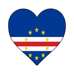 Cabo Verde Heart Shape Flag. Love Cabo Verde. Visit Cabo Verde. Western Africa. African Union. Vector Illustration Graphic Design.