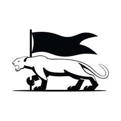 Jaguar haolding a Flag logo design