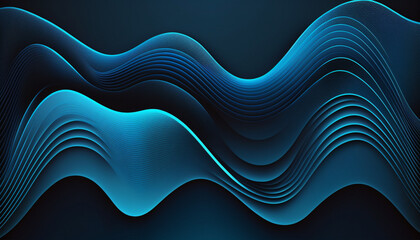 Blue wavy lines, Abstract wallpaper background , Generative AI