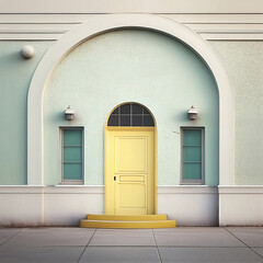Yellow door, photorealistic illustration, Generative AI