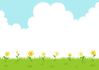 Spring flowers on the grass. Spring nature background.