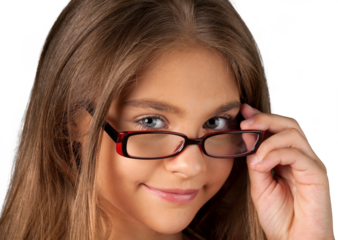 Closeup of a Young Girl with Eyeglasses
