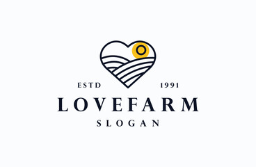 farm in love logo line art vector design template