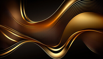 Golden wavy background, Wallpaper, abstract, Generative AI