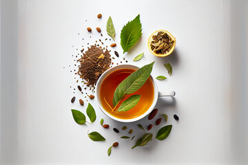Herbal tea leaves on white background © Trendboyt