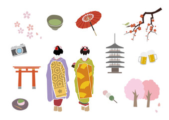 Obraz premium 春の京都 イラスト