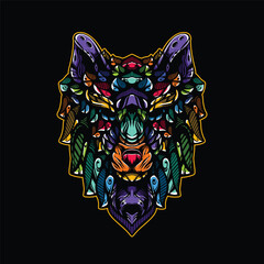 lolipop colorful decorative wolf pattern mascot