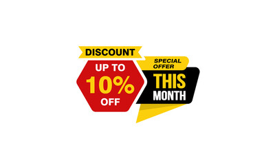 10 Percent THIS MONTH offer, clearance, promotion banner layout with sticker style. 
